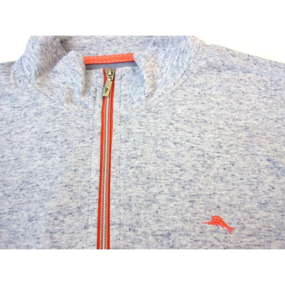 Tommy Bahama Men's Full Zip Mock Neck Track Jacket Heather Blue Marlin NWT - Picture 7 of 9